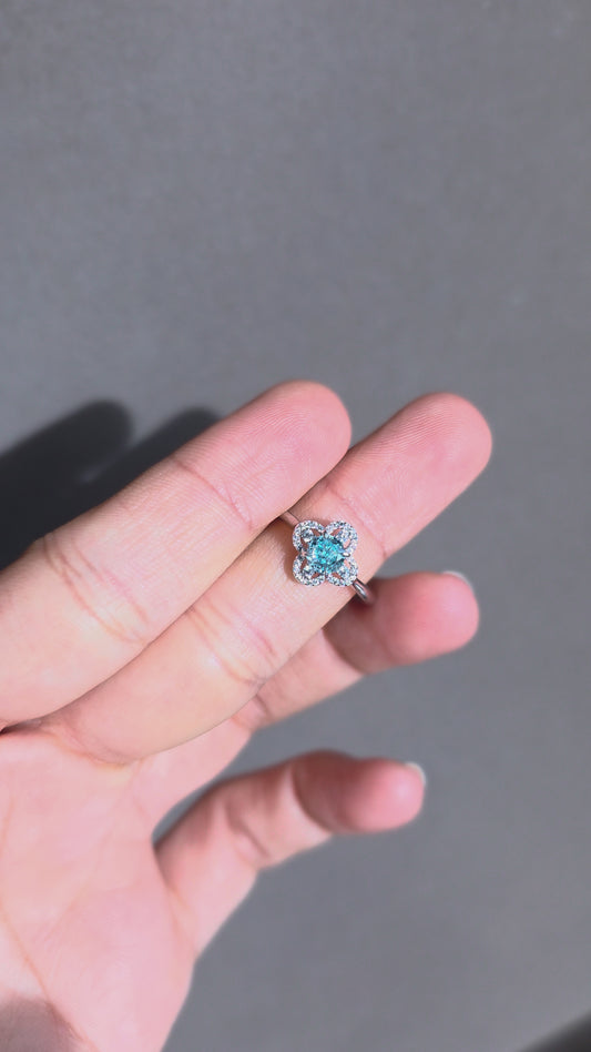 Aqua Clover Ring
