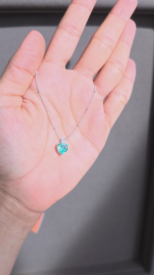 Teal Heart Pendant Chain