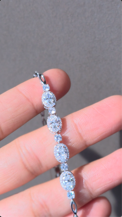 The Oval Halo Tennis Bracelet | 925 Sterling Silver | The White Kala