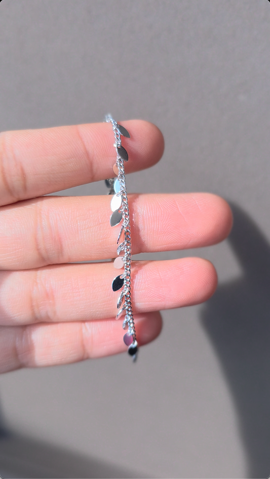 Petal Fringe Silver Charm Bracelet | 925 Sterling Silver
