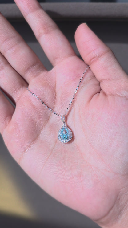 Aqua Teardrop Pendant Chain