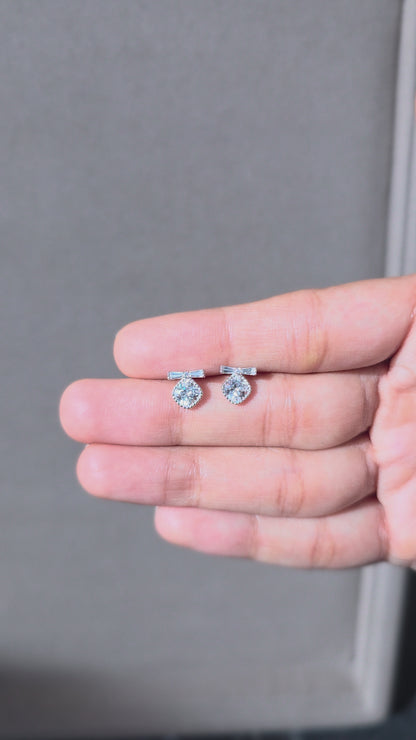 The Bow Drop Stud Earrings | 925 Sterling Silver | The White Kala