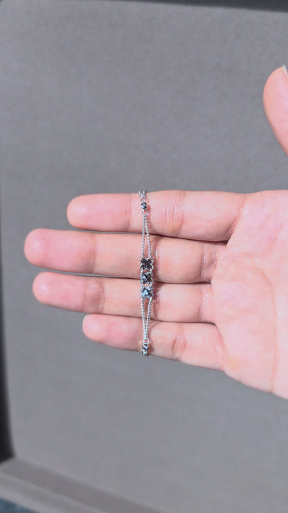 The Triple Clover Double Chain Bracelet | 925 Sterling Silver