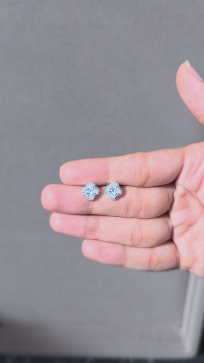Clover Crystal Halo Stud Earrings