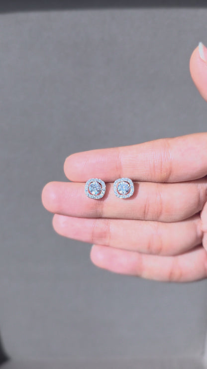 Halo Solitaire Stud Earrings