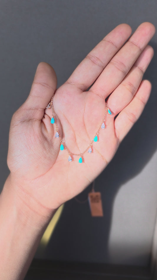 Turquoise Drop Fringe Necklace